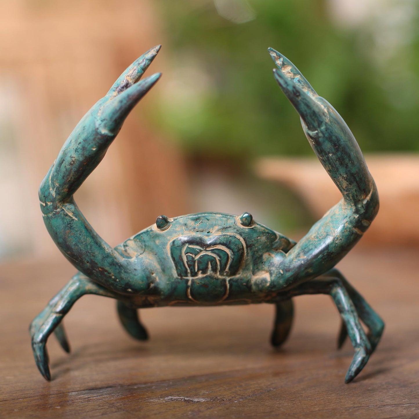 Sanur Crab Antiqued Bronze Crab Figurine Crafted in Bali