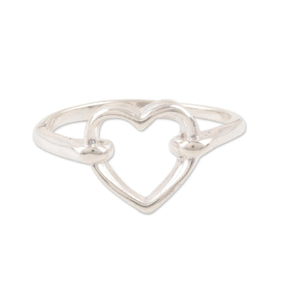 Luminous Heart Heart-Shaped Sterling Silver Band Ring from India