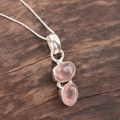 Pink Flair Rose Quartz Pendant Necklace Crafted in India