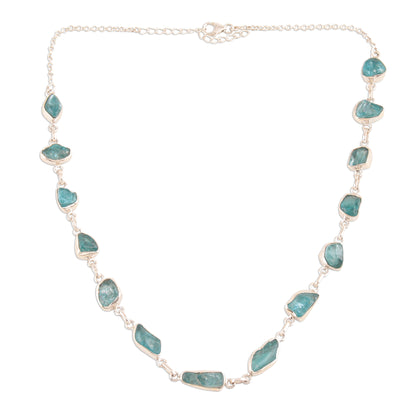 Sea Nuggets Apatite Nugget Link Necklace Crafted in India