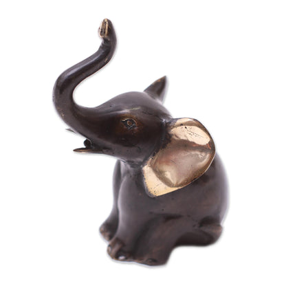 Patient Elephant Antiqued Bronze Elephant Figurine from Bali