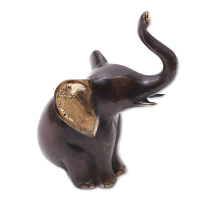 Patient Elephant Antiqued Bronze Elephant Figurine from Bali