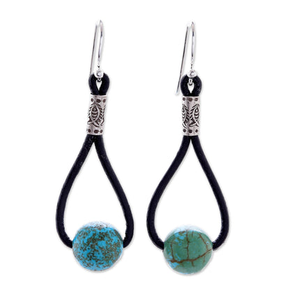 Spring Passion Howlite and Karen Silver Dangle Earrings with Leather