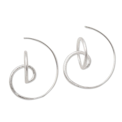 Circular Illusion Circular Sterling Silver Drop Earrings from Bali