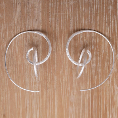 Circular Illusion Circular Sterling Silver Drop Earrings from Bali