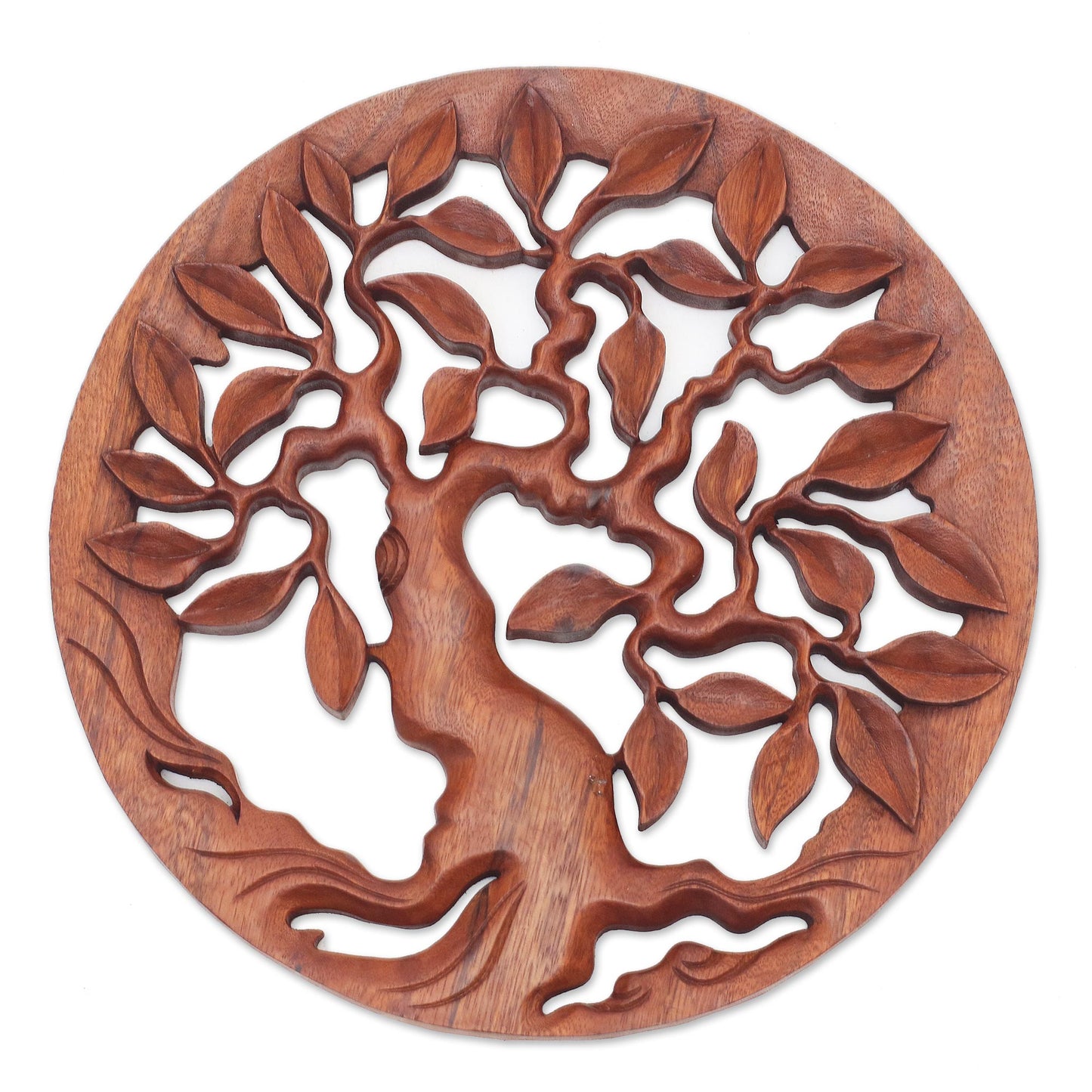 Venerable Tree Hand Carved Balinese Relief Panel of the Tree of Life