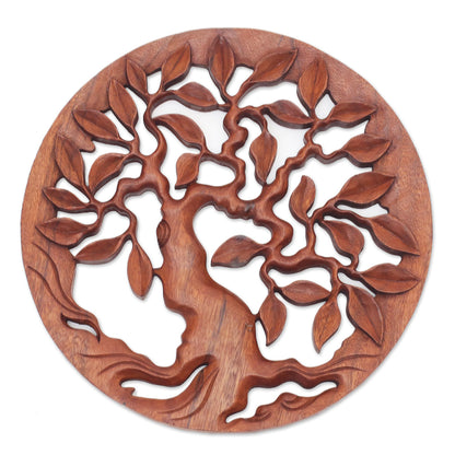 Venerable Tree Hand Carved Balinese Relief Panel of the Tree of Life