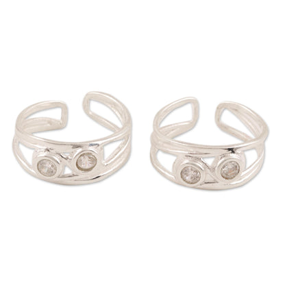Cute Sparkle Sterling Silver and CZ Toe Rings Crafted in India