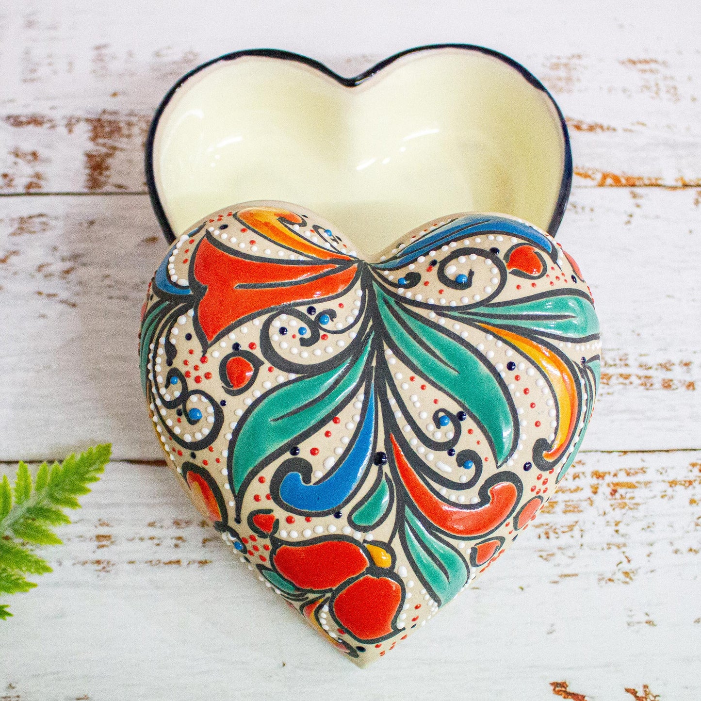 Flourishing Heart Handmade Heart Shaped Ceramic Jewelry Box