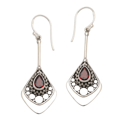 Elegant Arrangement Garnet and Sterling Silver Dangle Earrings