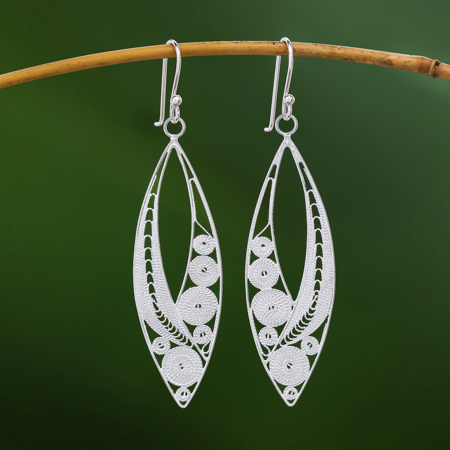 Virtuosity Elegant Sterling Silver Filigree Dangle Earrings