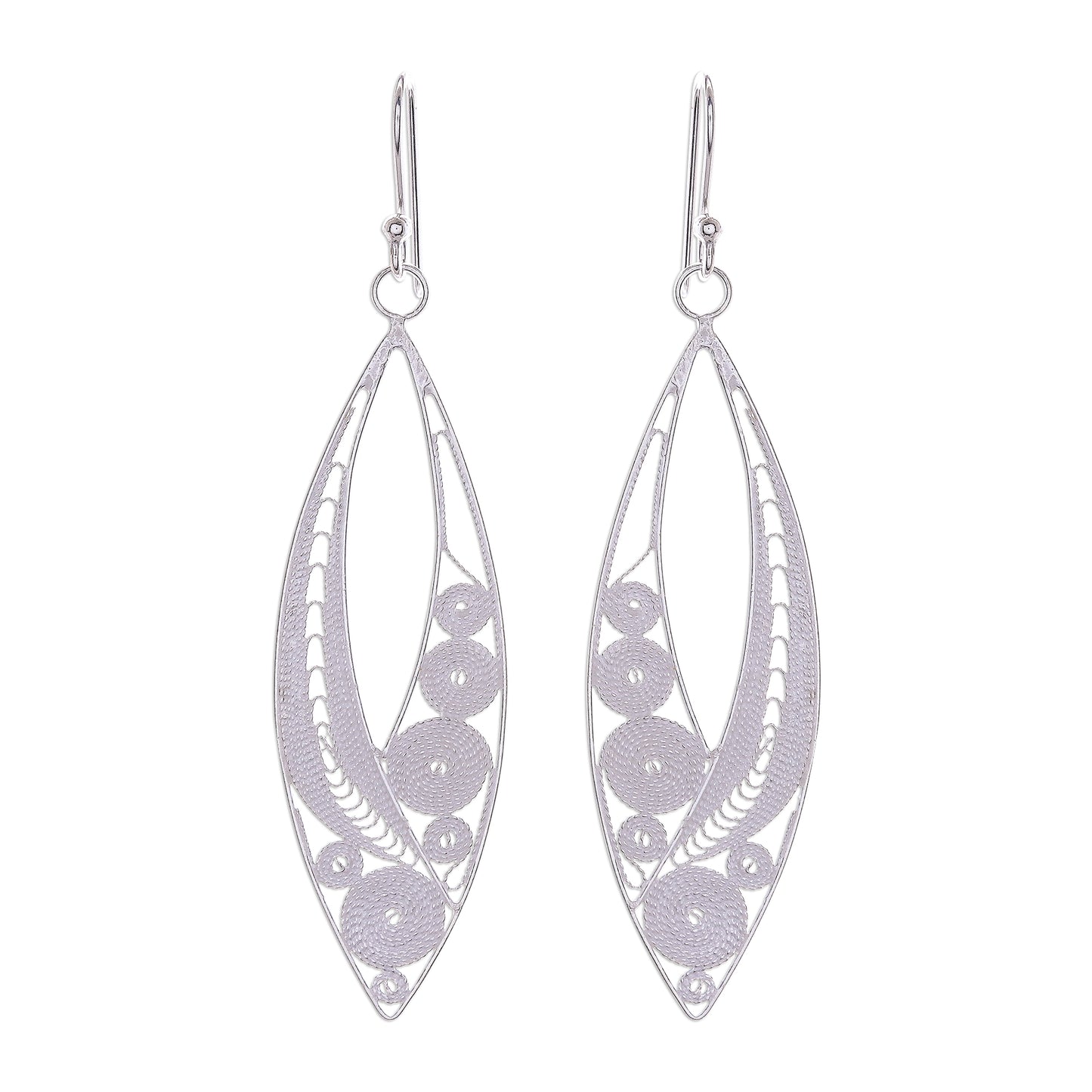 Virtuosity Elegant Sterling Silver Filigree Dangle Earrings