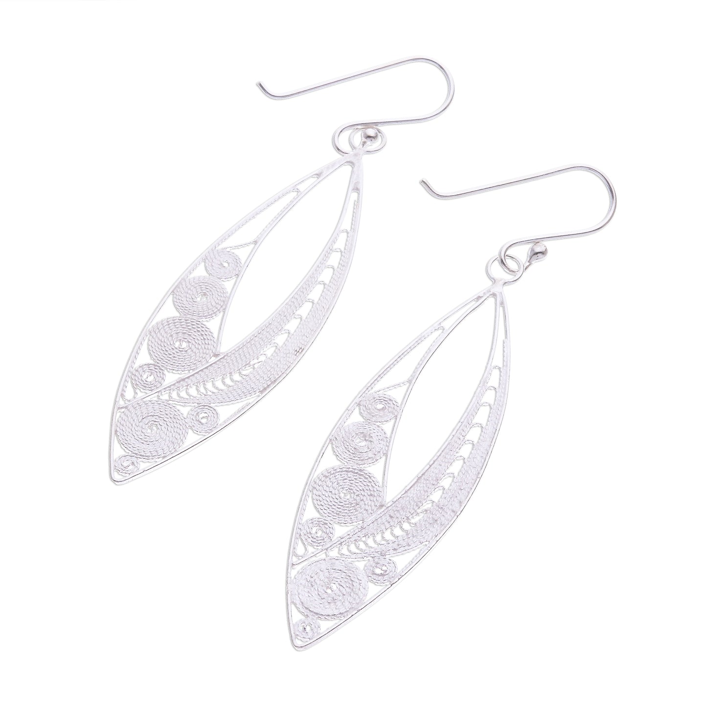 Virtuosity Elegant Sterling Silver Filigree Dangle Earrings