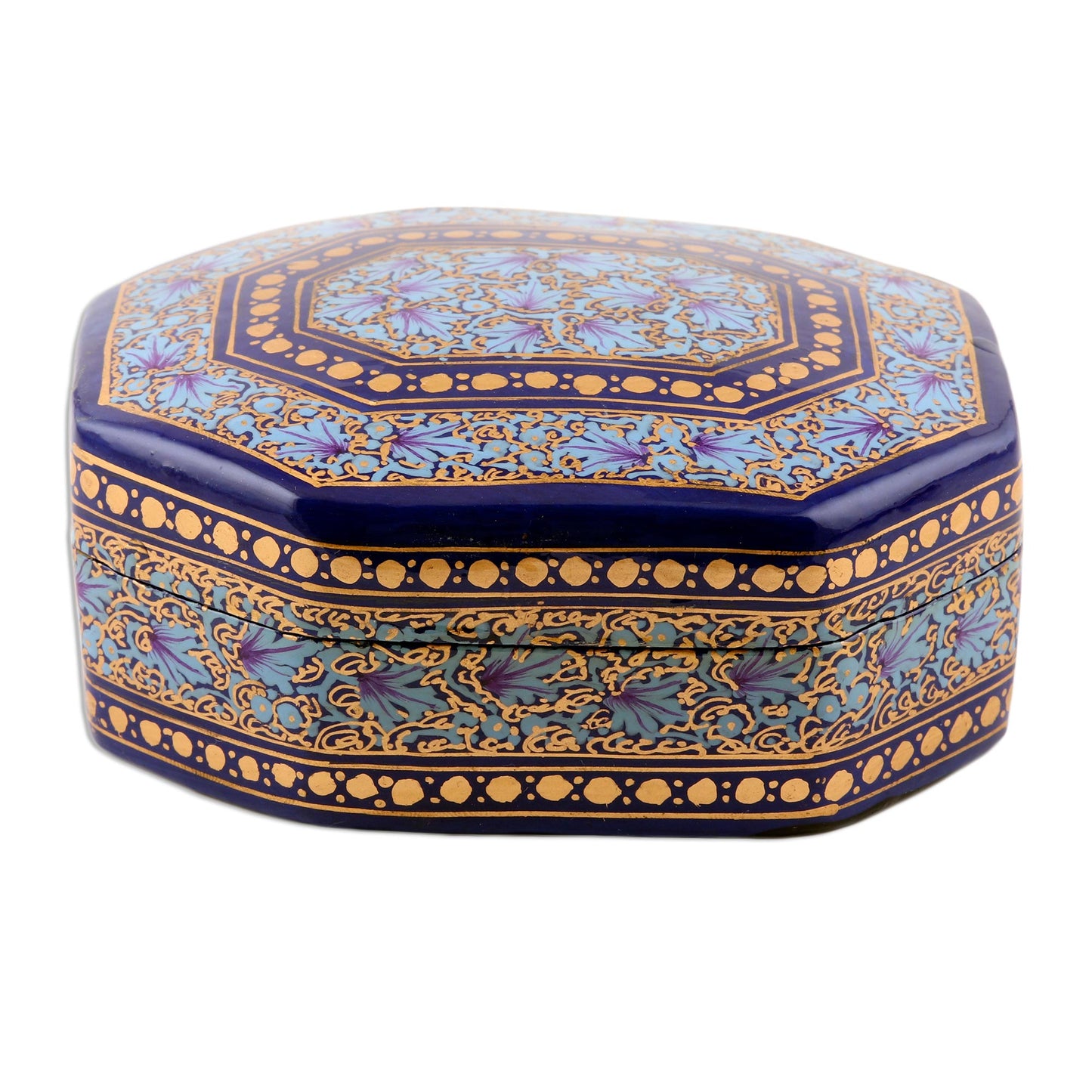 Kashmir Royal Elegant Hand Painted Blue and Gold Papier Mache Box