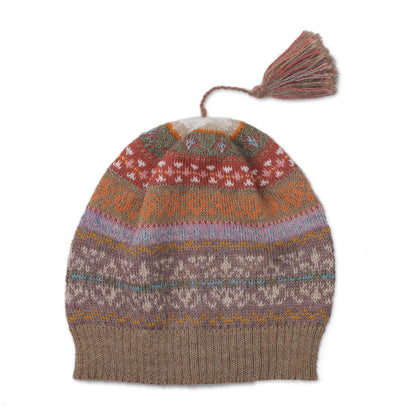 Inca Earth Earth-Tone 100% Alpaca Knit Hat from Peru