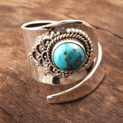 Mermaid Scales Composite Turquoise and Sterling Silver Wrap Ring