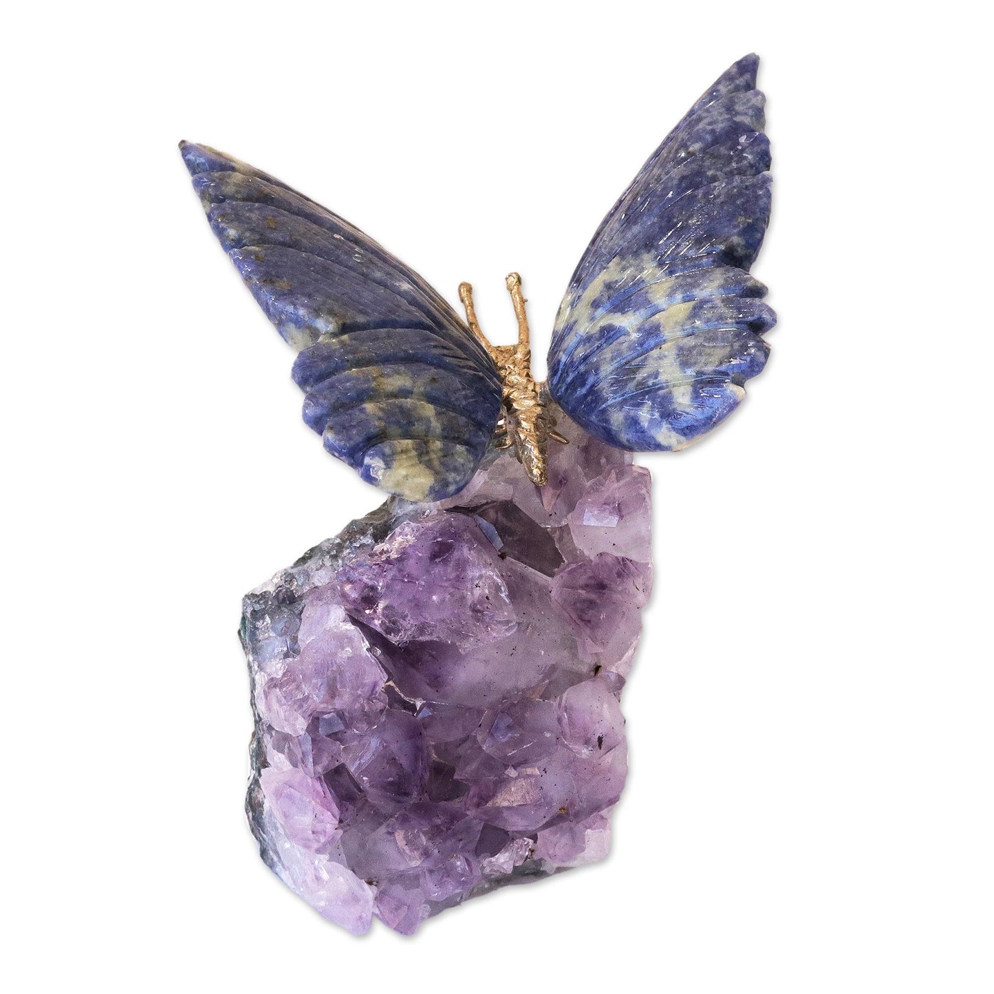 Blue Morpho Butterfly Petite Sodalite and Amethyst Morpho Butterfly Sculpture