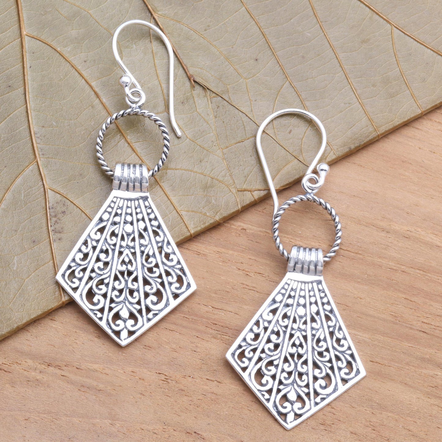 Lamak Flags Balinese Sterling Silver Dangle Earrings