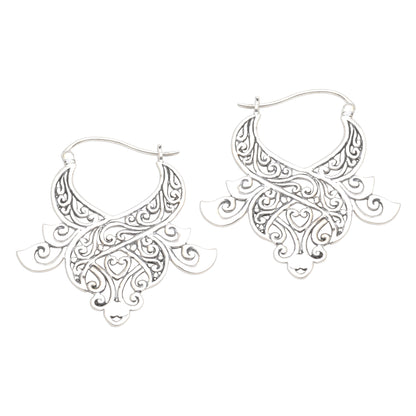 Untamed Beauty Modern Free-Form Sterling Silver Jungle Tendril Earrings