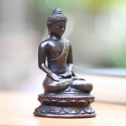 Earth Witness Bronze Statuette of Balinese Buddha