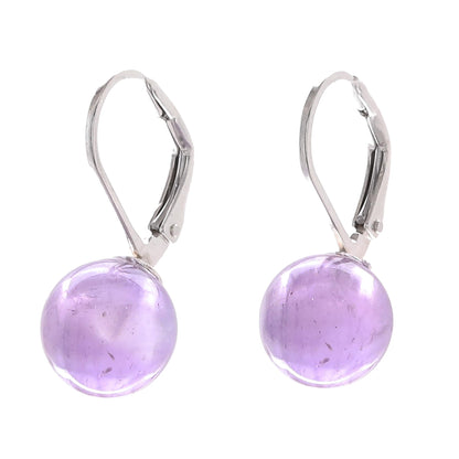 Pure Violet Purple Amethyst and Sterling Silver Earrings from Thailand