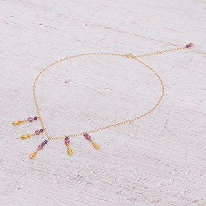 Aria Tourmaline and Amethyst Pendant Waterfall Necklace