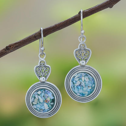 Mesmerizing Color Handcrafted Thai Sterling Silver and Roman Glass Earrings