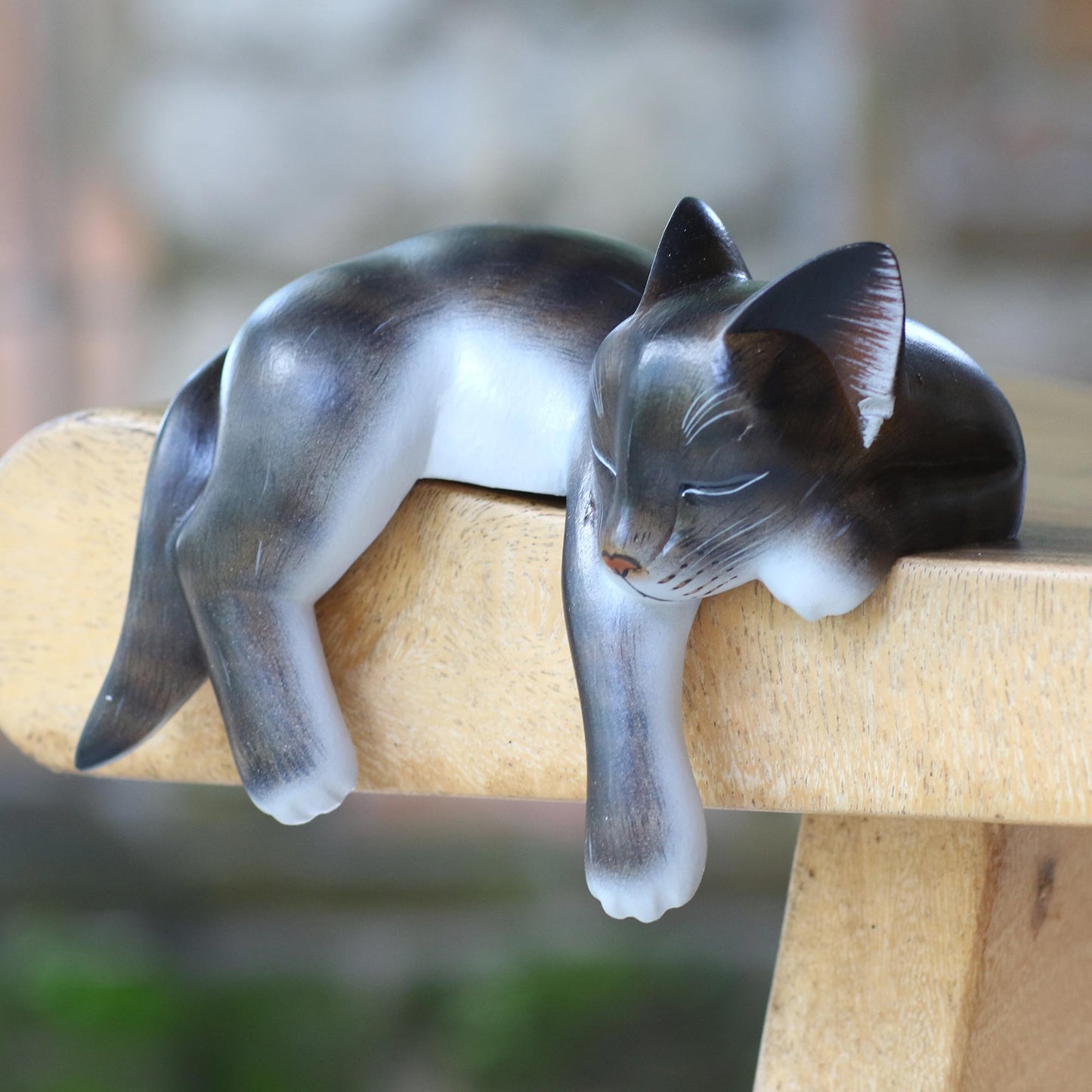 Catnap Hand Crafted Dark Grey Sleeping Kitty Cat Sculpture