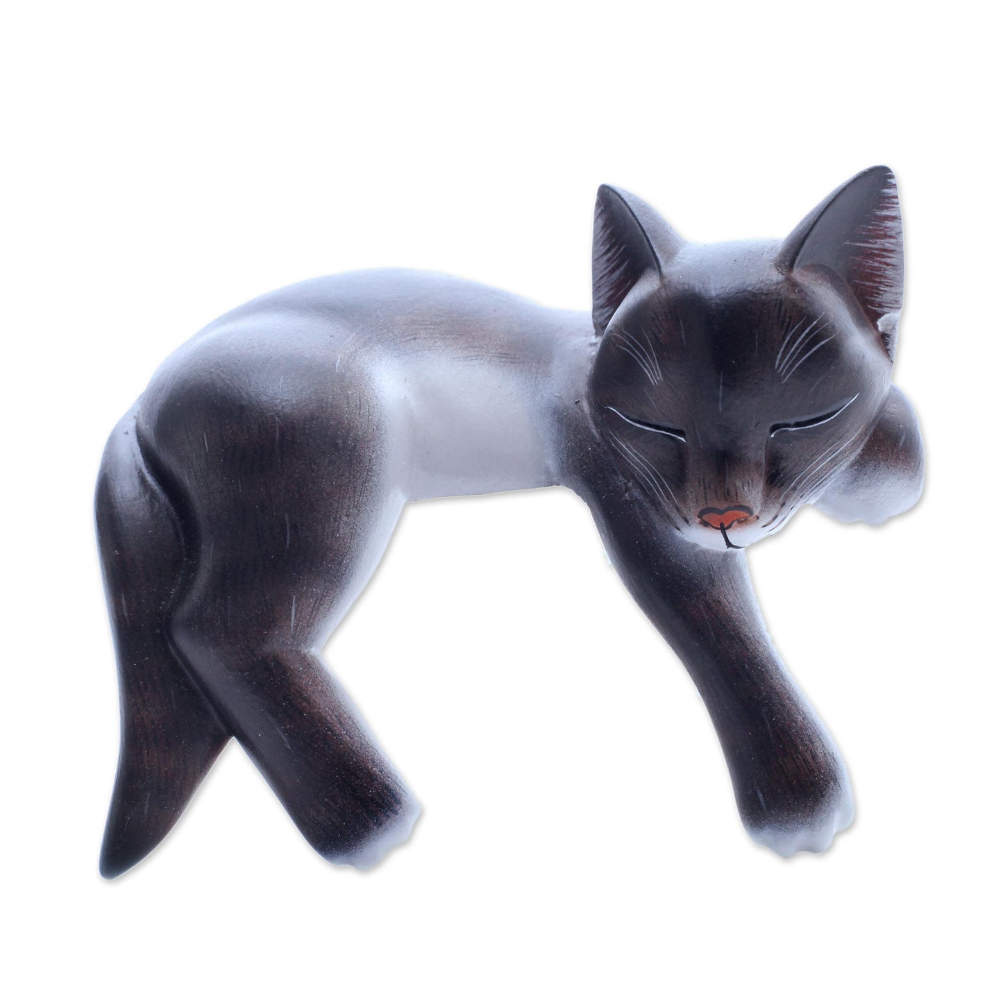 Catnap Hand Crafted Dark Grey Sleeping Kitty Cat Sculpture