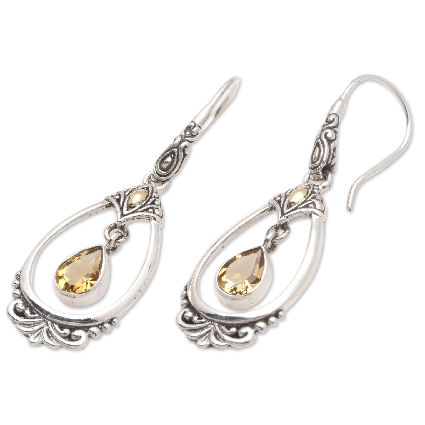 Victoriana Citrine Dangle Earrings Accented with 18k Gold