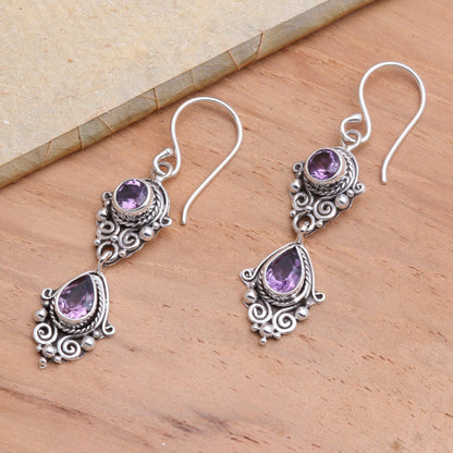 Traditional Ways Vintage Style Amethyst Dangle Earrings