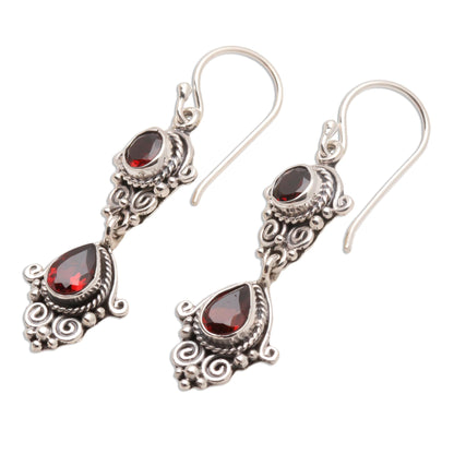 Traditional Ways Hand Crafted Garnet Dangle Earrings