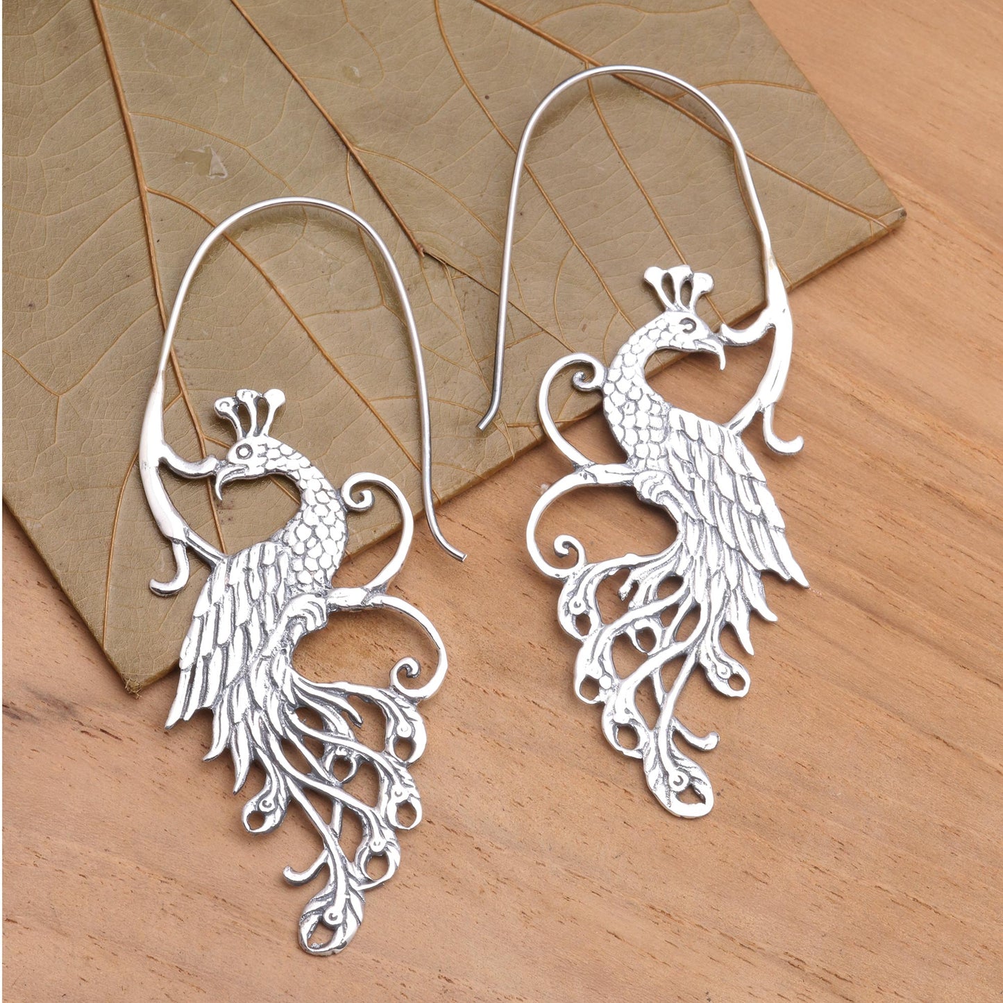 Peacock Style Peacock Sterling Silver Drop Earrings