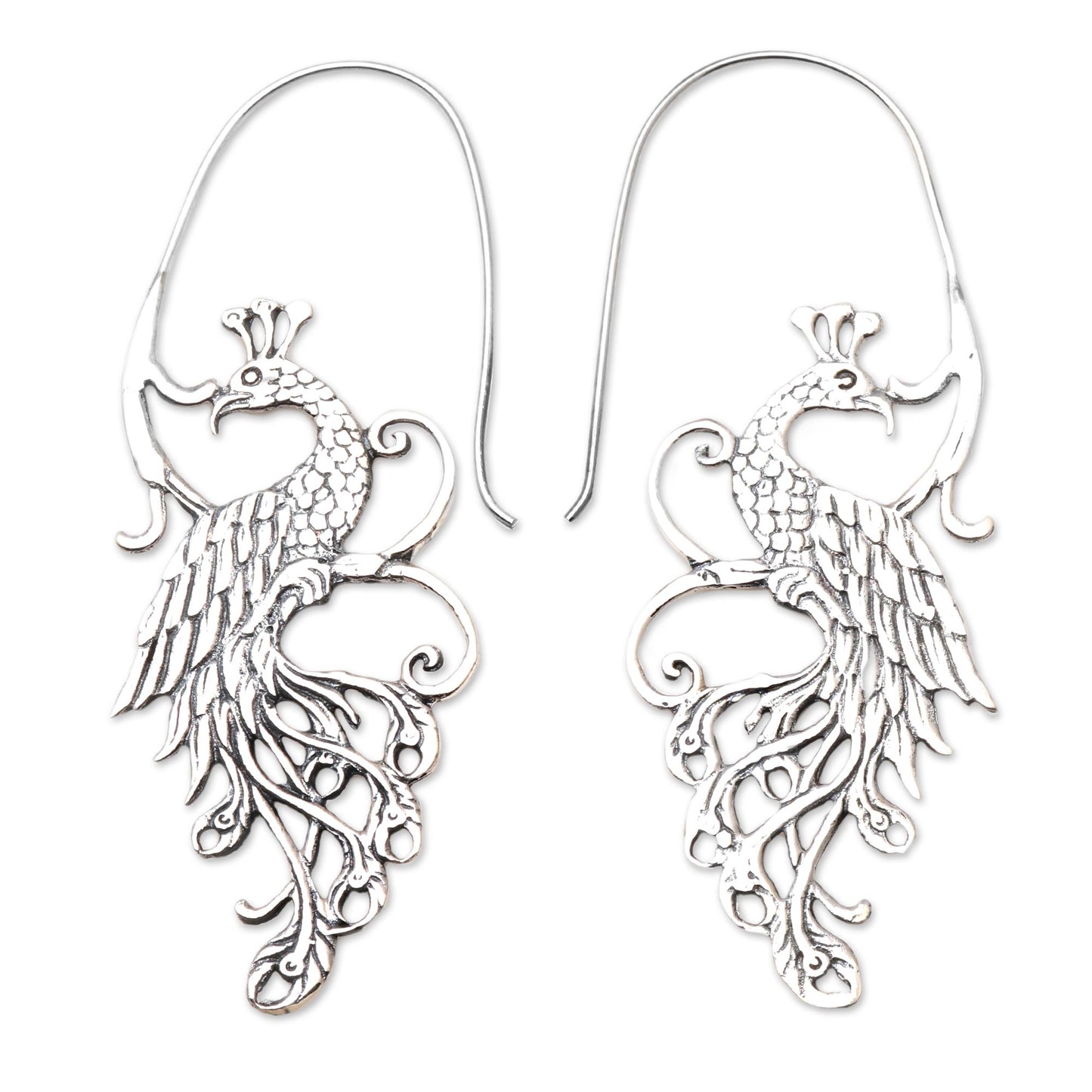 Peacock Style Peacock Sterling Silver Drop Earrings