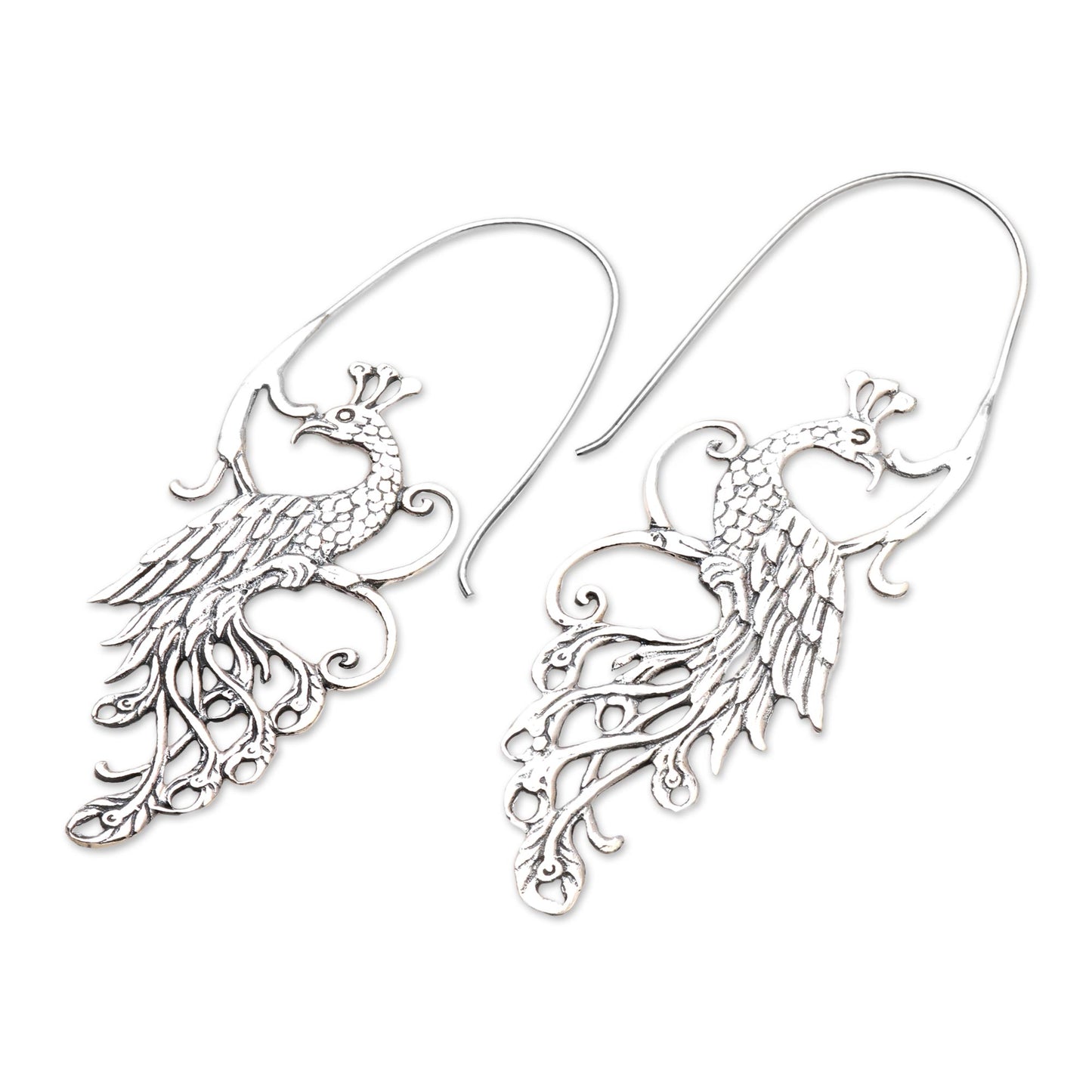 Peacock Style Peacock Sterling Silver Drop Earrings