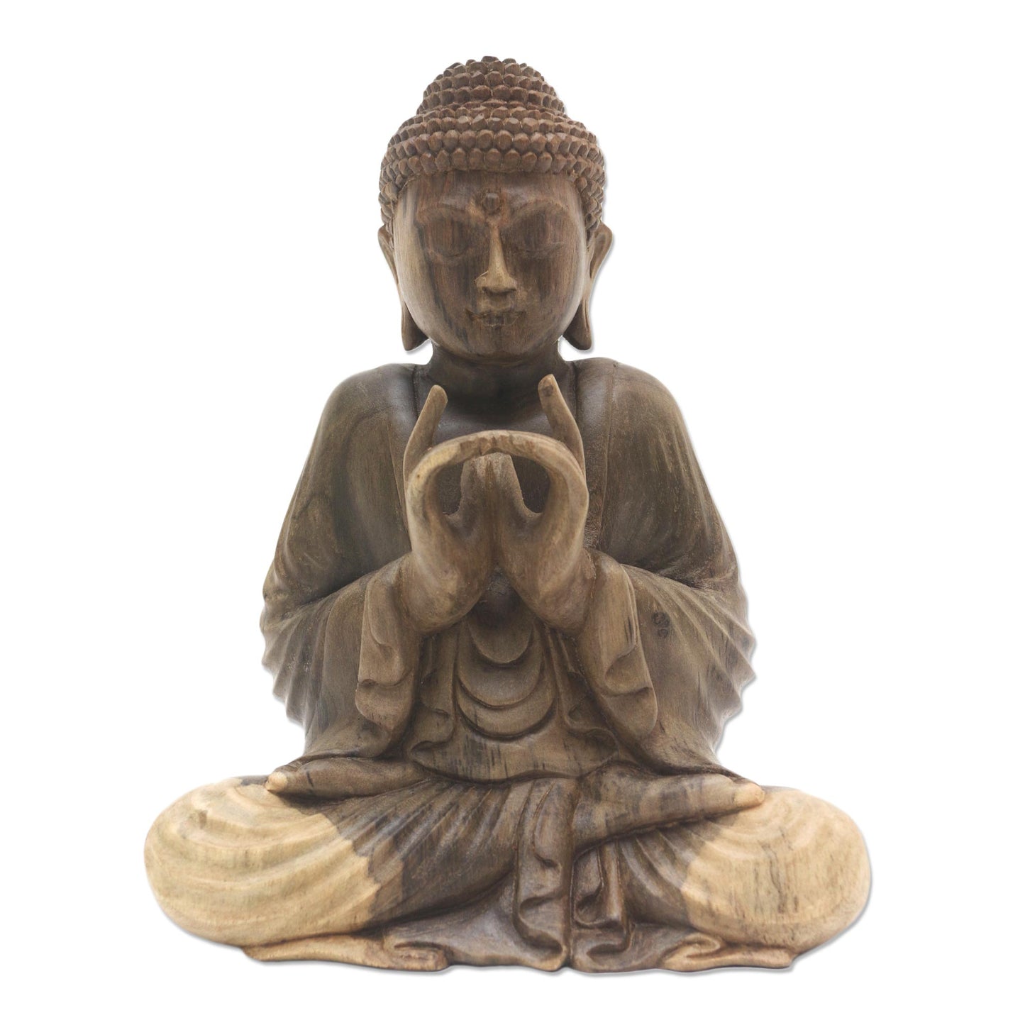 Perfect Enlightenment Hand Carved Buddha Hibiscus Wood Sculpture