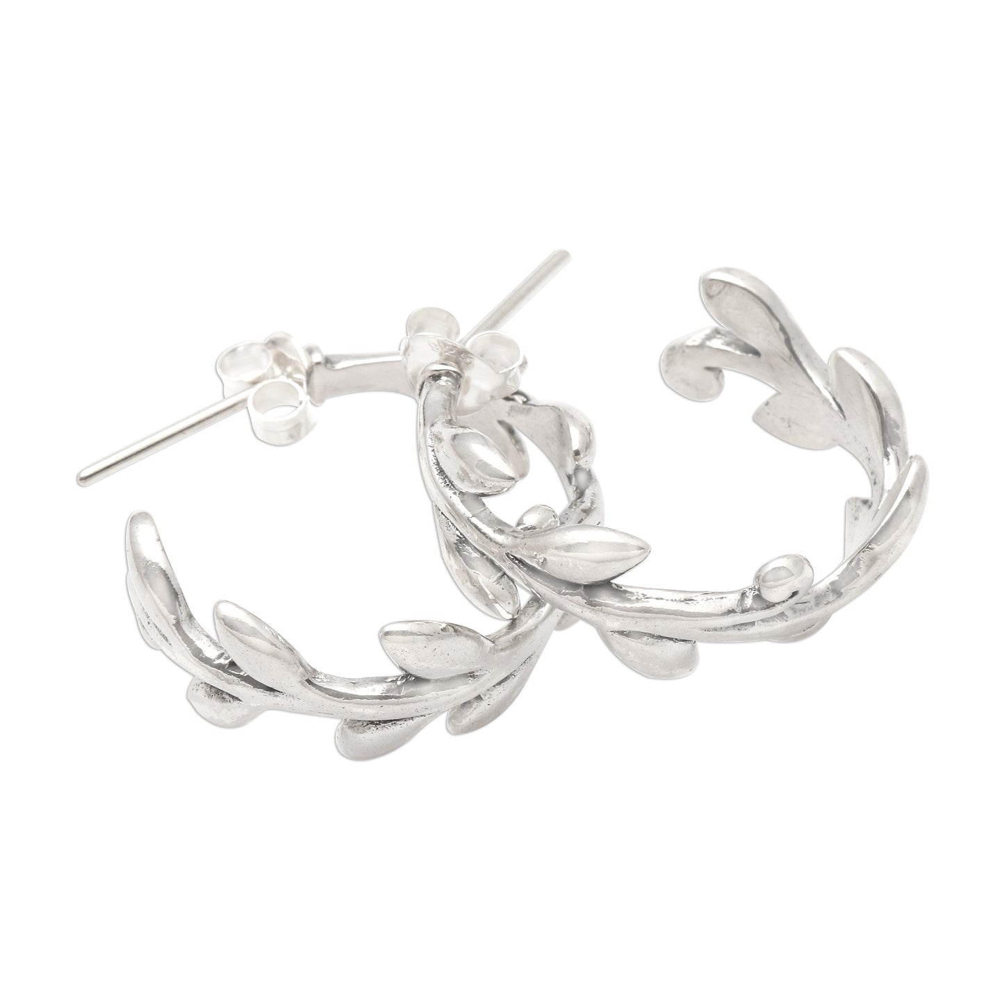 Rice Garland Sterling Silver Rice Stalk Half-Hoop Earrings