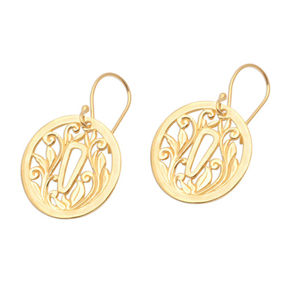 Tsuba Protection Gold Plated Japanese Inspired Dangle Earrings