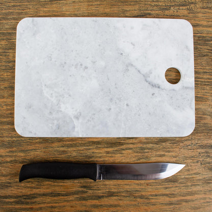 Mesa in White White and Grey Marble Cutting Board Handmade in Mexico