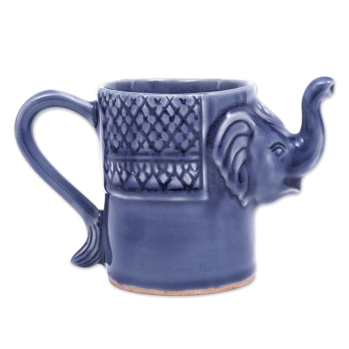 Elephant Essence in Indigo Blue Celadon Ceramic Elephant Mug