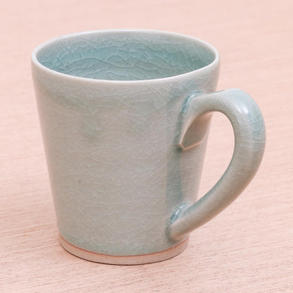 Just For You Adorable Celadon Ceramic Kitty Mug