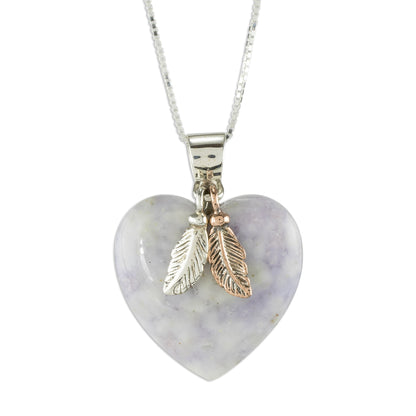 Lavender Heart Natural Lavender Jade and Sterling Silver Heart Necklace