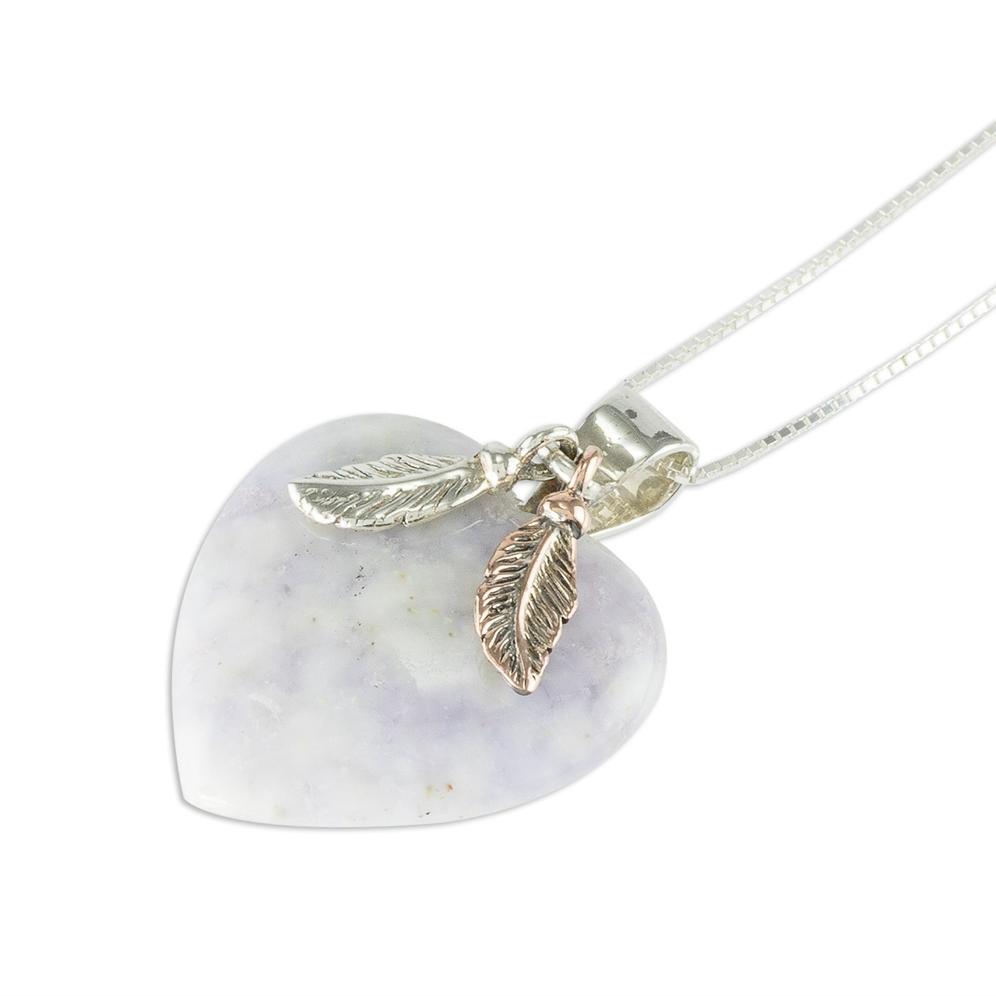 Lavender Heart Natural Lavender Jade and Sterling Silver Heart Necklace