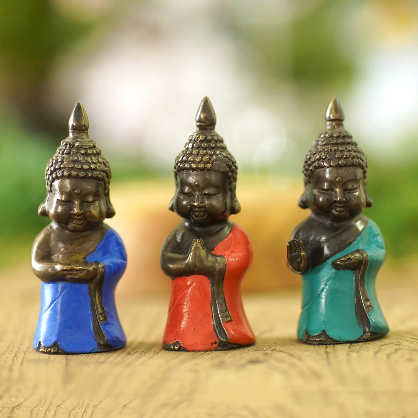Buddha Blessings Small Bronze Buddha Figurines (Set of 3)