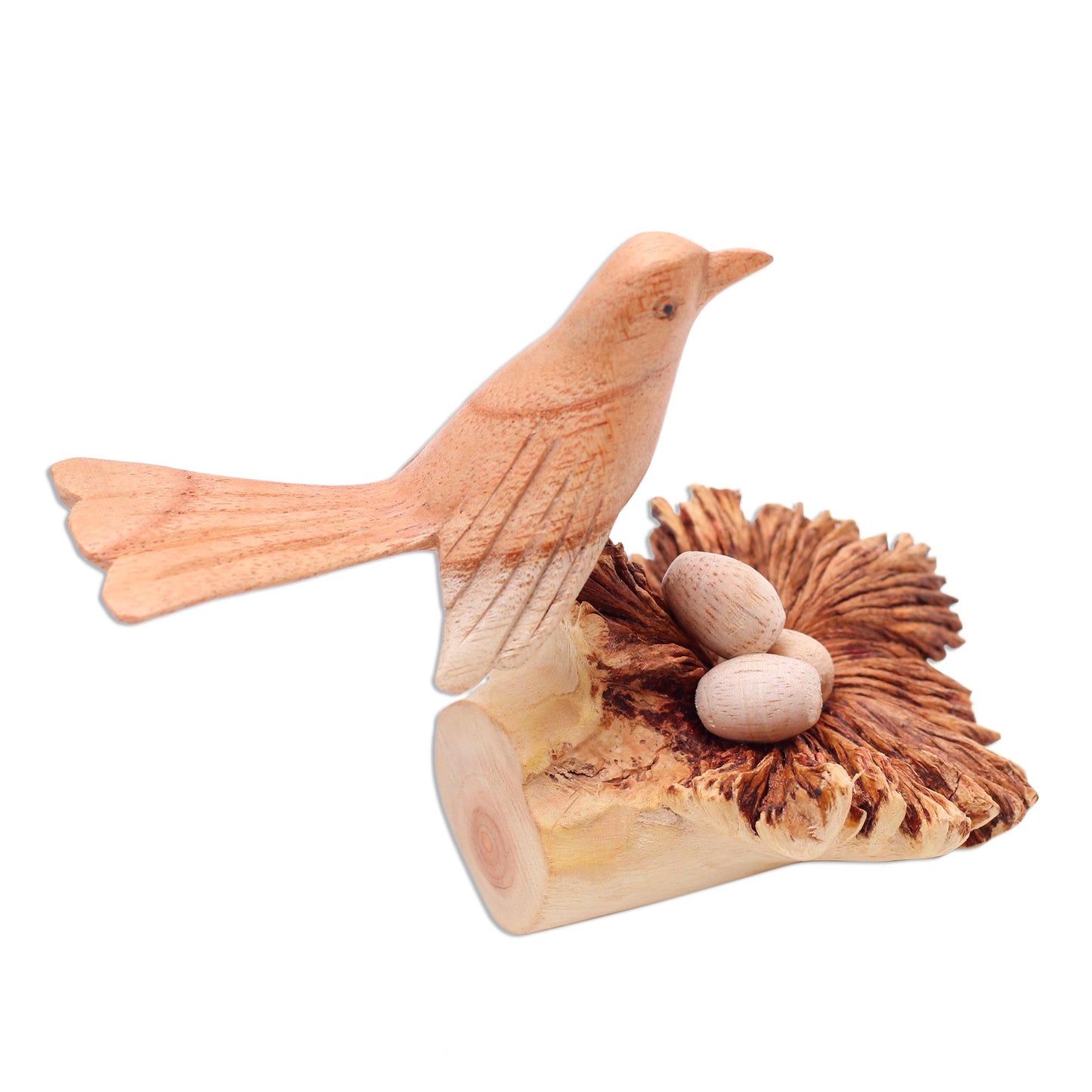 Nesting Bird Nesting Bird Hand Carved Wood Sculpture