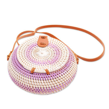 Purple Target Stylish Purple and White Round Woven Shoulder Bag