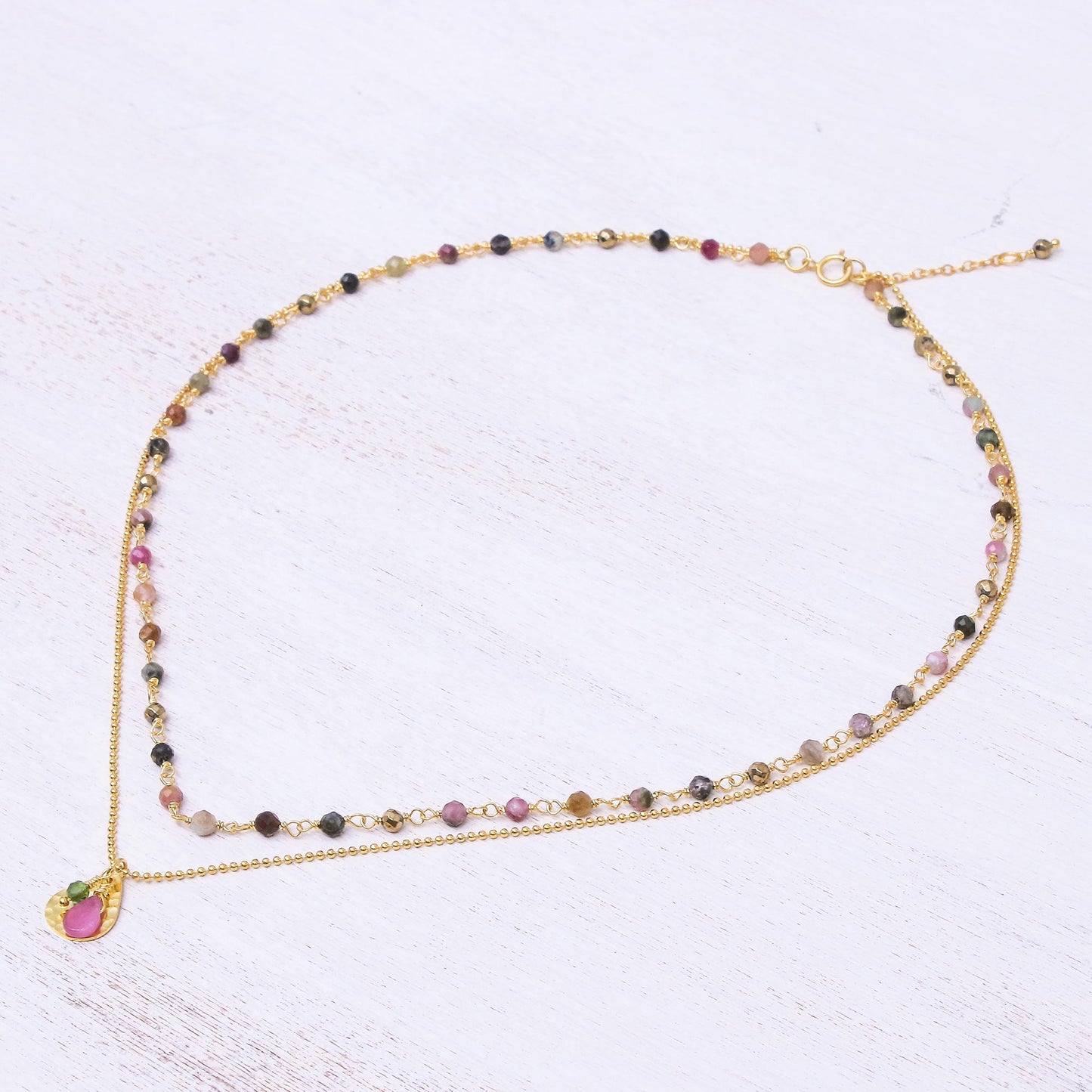 Color of Nature Gold Plated Tourmaline and Hematite Necklace