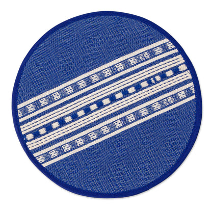 Sapphire Sensation Handwoven Mexican Blue and Ivory Cotton Tortilla Warmer