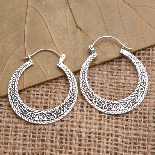 Sukawati Circles Sterling Silver Hoop Earrings from Bali