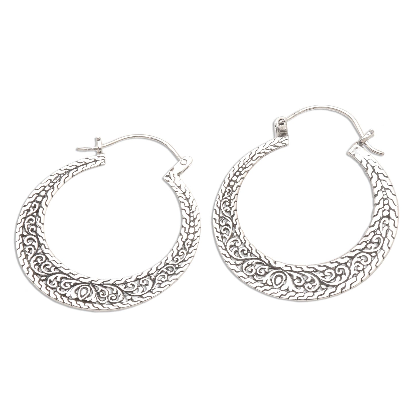 Sukawati Circles Sterling Silver Hoop Earrings from Bali